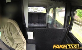 FakeTaxi: blond with large milk cans in taxi creampie