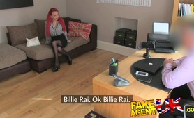 FakeAgentUK: charming redhead gets a face full of sperm on the casting couch